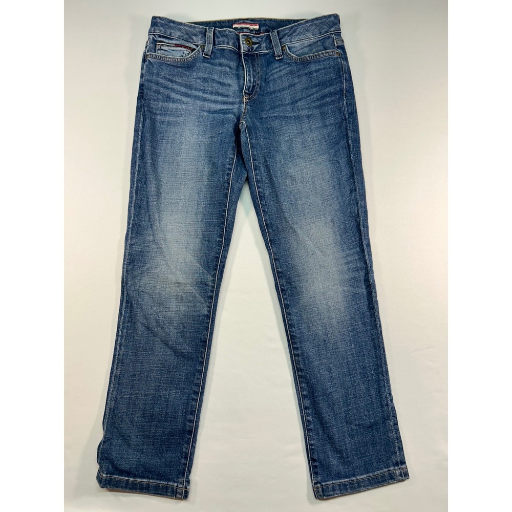 Tommy Hilfiger Womens Straight Leg Jeans Blue Medium Wash Size 2 Stretch Denim